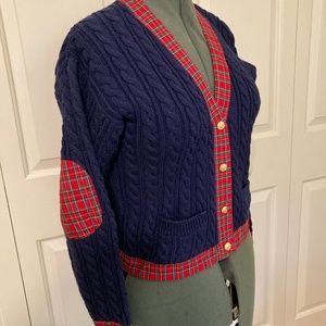 Vintage Tartan and Navy Cardigan